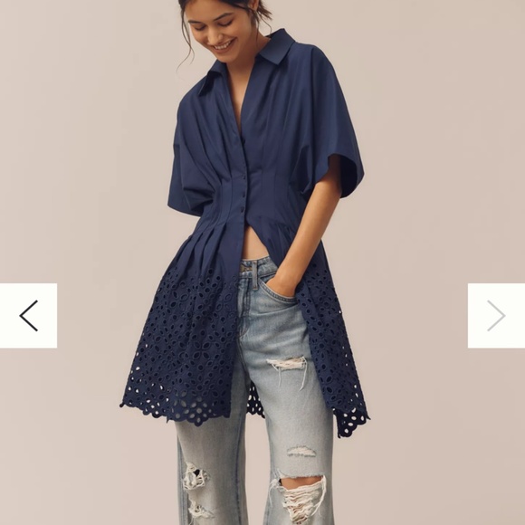 Anthropologie the tobie button-front pleated mini dress by exquise - Picture 4 of 5